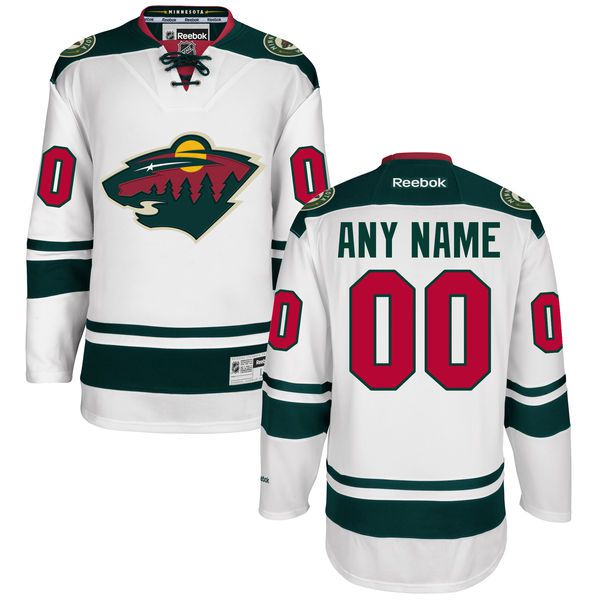 Men Minnesota Wild Reebok White Custom Away Premier NHL Jersey